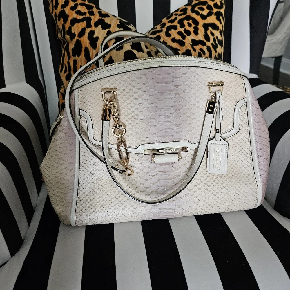 Coach Madison Embossed Python Leather Satchel - Picture 4 of 11
